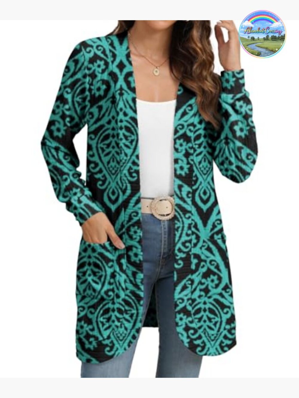 Women's Long Sleeve Open Front Cardigan Lightweight Knit with Pockets